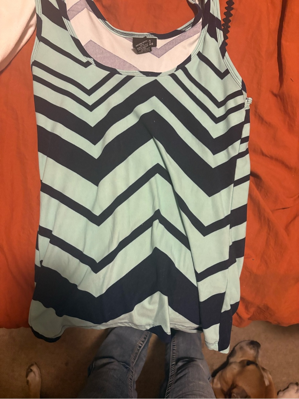 Rue21 Mint & Navy Chevron Tank Top